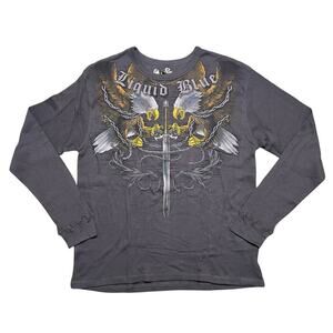 Liquid‎ Blue Men’s Gray Waffle Knit Long Sleeve T-Shirt - Eagle & Sword - XL